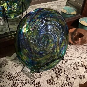 Hand Blowed Green & Blue Round Hanging